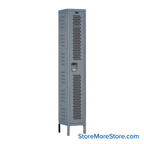 Expanded Metal Locker, 15" W x 18" D x 78" H, 1 Column, 1 Tier, Key Lock, Unassembled
